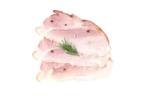 Raw bacon strips isolated on white background Stock Photos