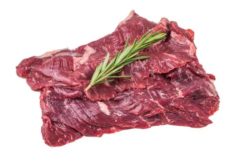Raw bavette flap steak isolated on light background showing strong muscle g.. Stock Photos