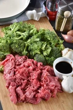 Raw Beef and Broccoli Stock Photos