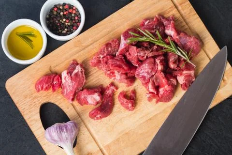 Raw beef cubes Stock Photos