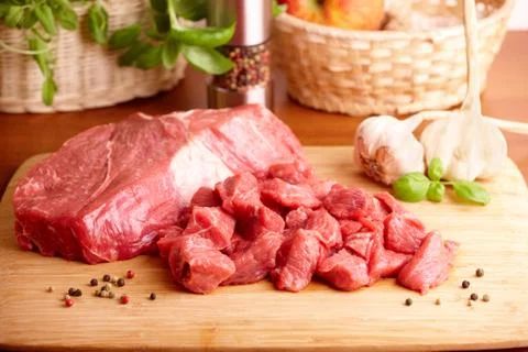 Raw beef on cutting board Stock Photos