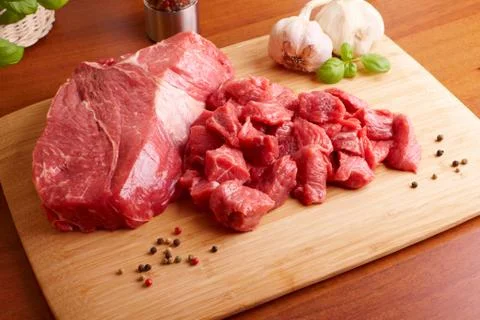 Raw beef on cutting board Stock Photos