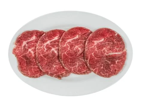 Raw beef fillets on a plate Foto stock
