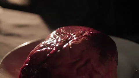 Raw beef heart Stock Footage 133716238
