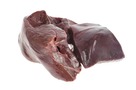 Raw beef liver on white background Stock Photos