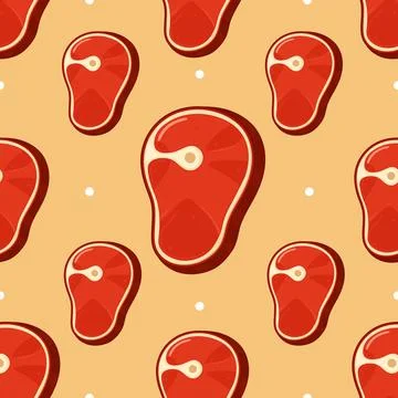 Raw beef meat cut seamless repeating pattern Stock Illustration