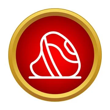 Raw beef meat steak icon in red circle Ilustración de archivo