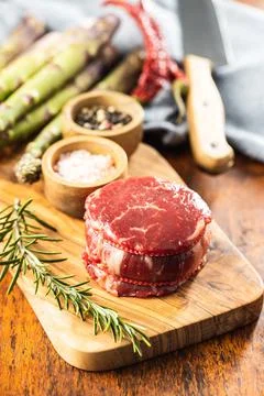The raw beef meat steak. Stock Photos