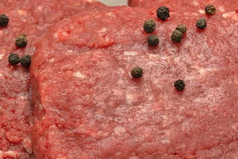Raw beef minced steak, close-up Foto stock