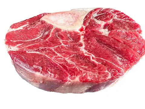 Raw beef shank cross cut with marrow bone isolated on transparent backgroun.. Stock Photos