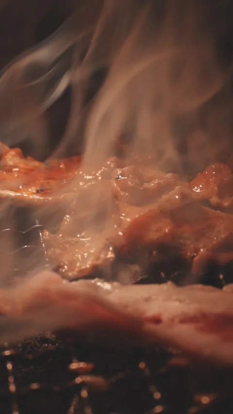 Raw beef slice for barbecue or Japanese style yakiniku Stock Footage 343614400