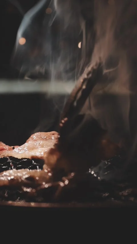 Raw beef slice for barbecue or Japanese style yakiniku Stock Footage 343614531