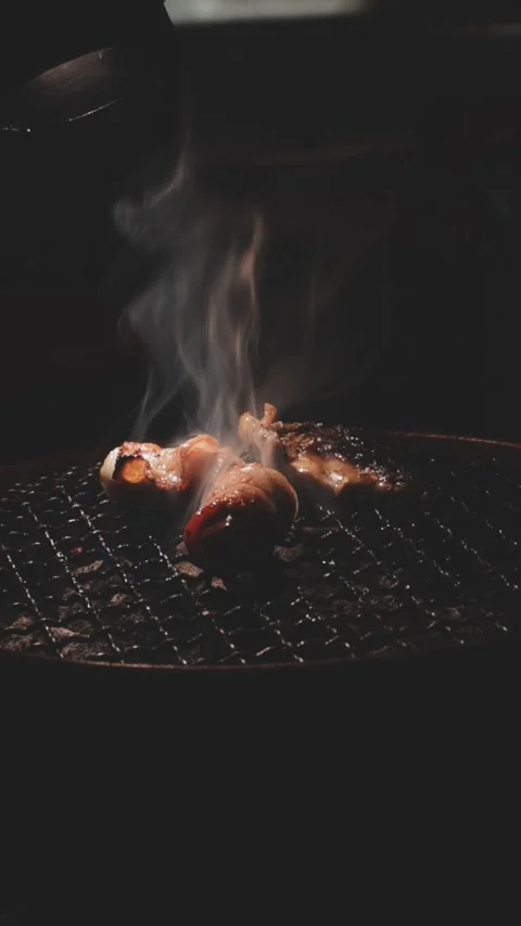 Raw beef slice for barbecue or Japanese style yakiniku Stock Footage 343614652
