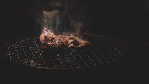 Raw beef slice for barbecue or Japanese style yakiniku Stock Footage 343614715
