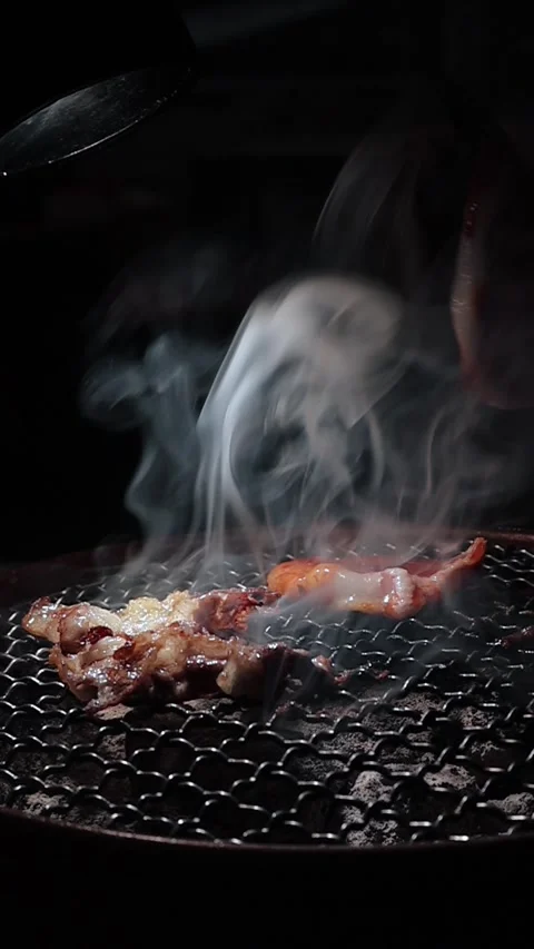 Raw beef slice for barbecue or Japanese style yakiniku Stock Footage 343614904