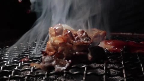 Raw beef slice for barbecue or Japanese style yakiniku Stock Footage 343614928