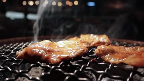 Raw beef slice for barbecue or Japanese style yakiniku Stock Footage 343615007