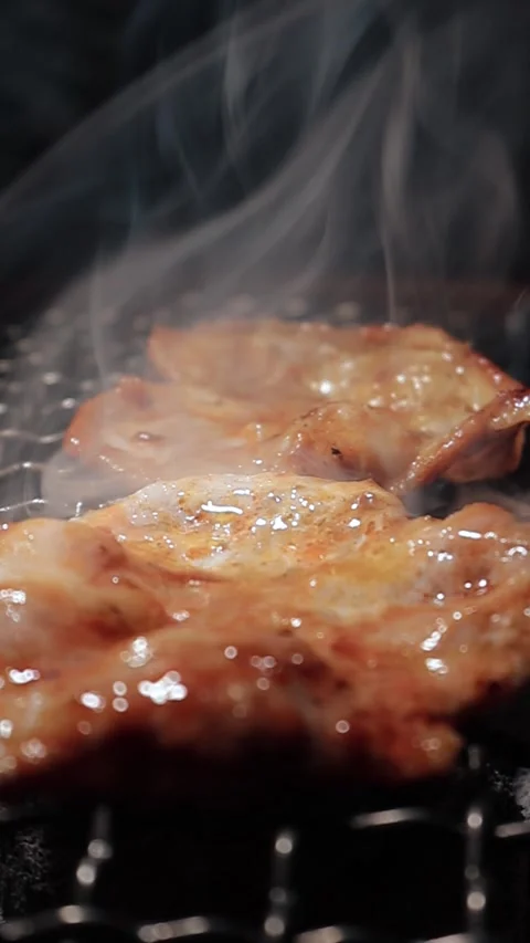 Raw beef slice for barbecue or Japanese style yakiniku Stock Footage 343615010