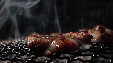 Raw beef slice for barbecue or Japanese style yakiniku Stock Footage 343615122