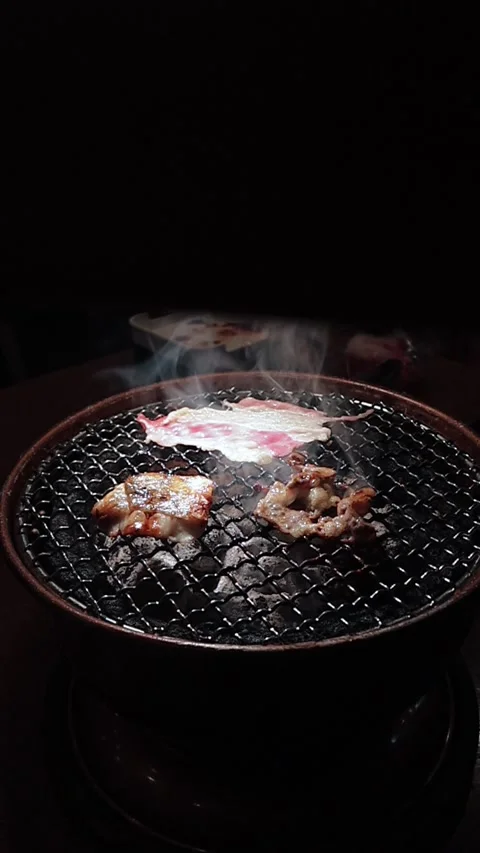 Raw beef slice for barbecue or Japanese style yakiniku Stock Footage 343615180