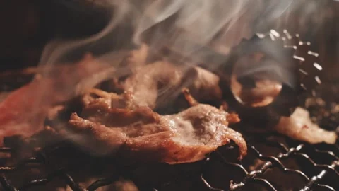 Raw beef slice for barbecue or Japanese style yakiniku Stock Footage 343615310