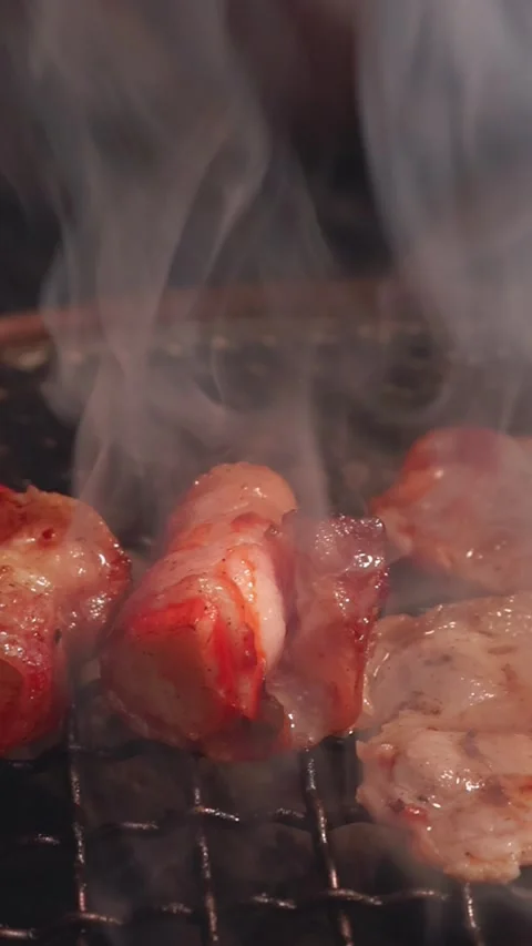 Raw beef slice for barbecue or Japanese style yakiniku Stock Footage 343615532