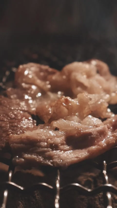 Raw beef slice for barbecue or Japanese style yakiniku Stock Footage 343615712