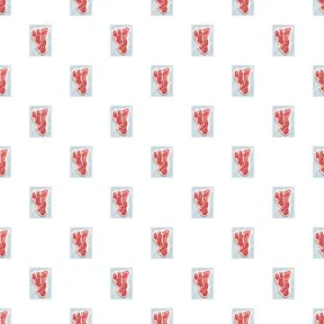 Raw beef steak packaging seamless pattern design Stock Illustration