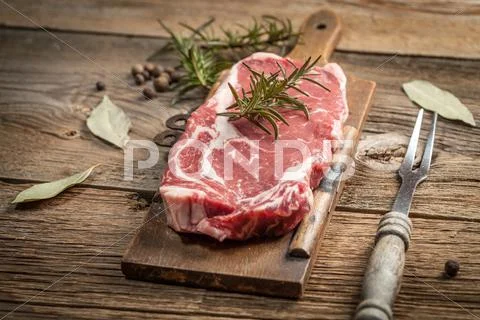 Raw beef steak. Stock Photos