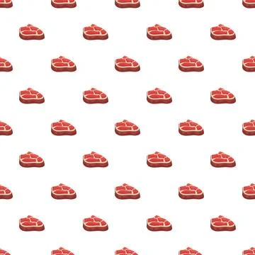 Raw beef steak seamless pattern on white background 스톡 일러스트