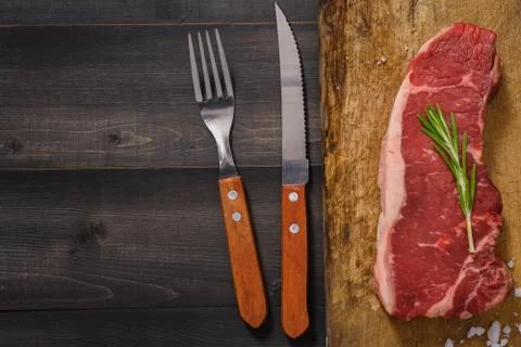 Raw beef striploin steak Stock Photos