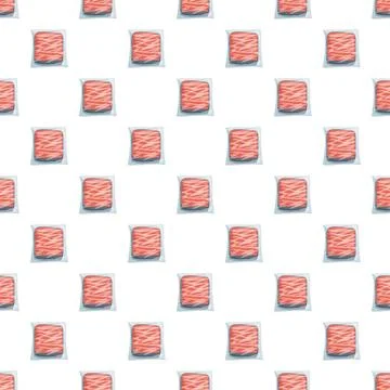 Raw beef vacuum package seamless repeating pattern Illustrazione stock