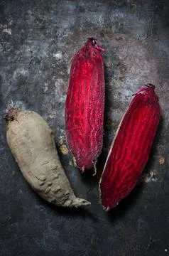 Raw beet for roasting Stock Photos