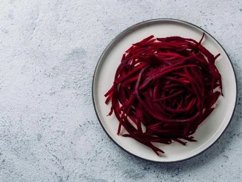 Raw beetroot noodles or beet spaghetti 스톡 사진