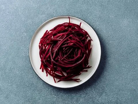Raw beetroot noodles or beet spaghetti 스톡 사진