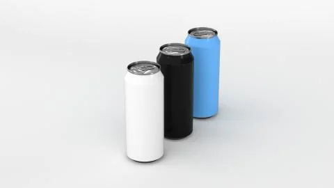 Raw of black, white and blue soda cans Stock Illustration