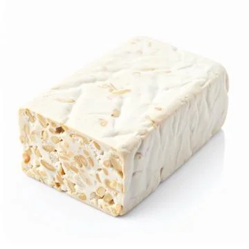 Raw Block of Tempeh, Fermented Soybean Product Isolated on White Background.. Stock Photos