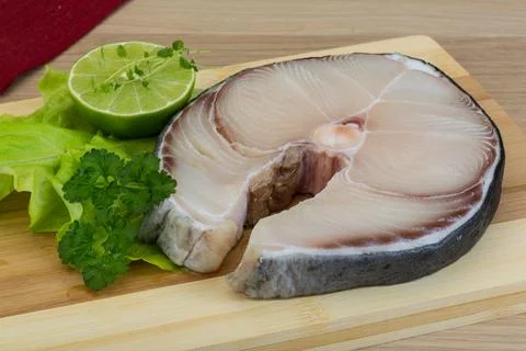 Raw blue shark steak Stock Photos