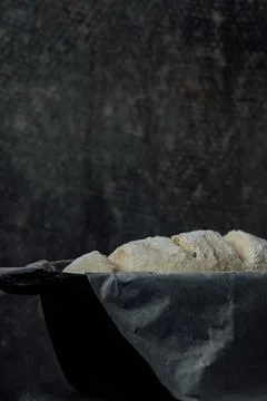 Raw bread dough in the mold ready for baking Stock Photos