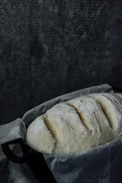 Raw bread dough in the mold ready for baking Stock Photos