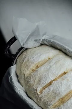 Raw bread dough in the mold ready for baking Stock Photos