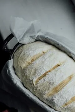Raw bread dough in the mold ready for baking Stock Photos