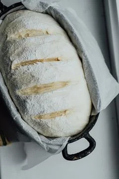 Raw bread dough in the mold ready for baking Stock Photos