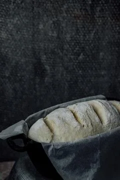 Raw bread dough in the mold ready for baking Stock Photos
