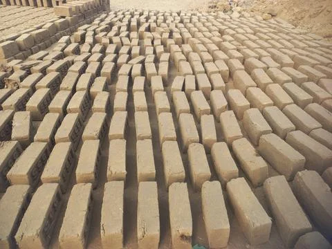 Raw bricks Hand make Decoration of ground Stock Photos