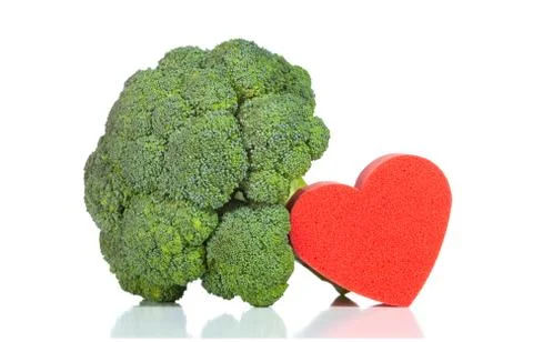 Raw Broccoli with heart Stock Photos