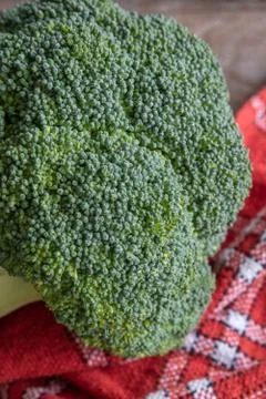 Raw broccoli on rustic wooden background Stock Photos