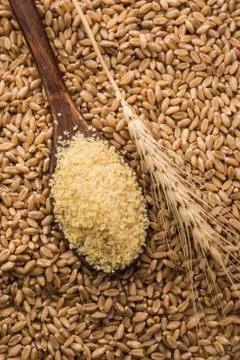 Raw Broken Wheat or Daliya or Dalia, selective focus Foto stock
