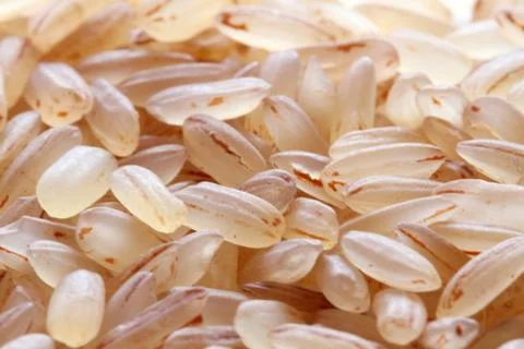 Raw brown rice background macro Stock Photos