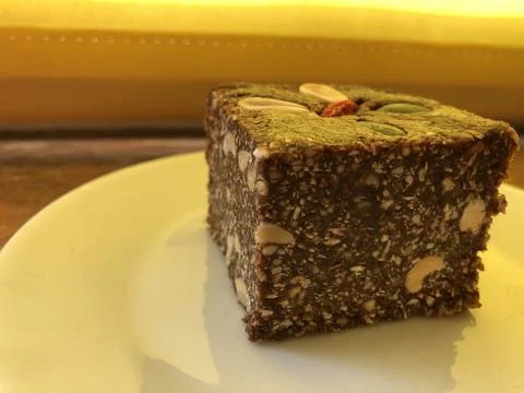 Raw brownie with peanuts Stock Photos